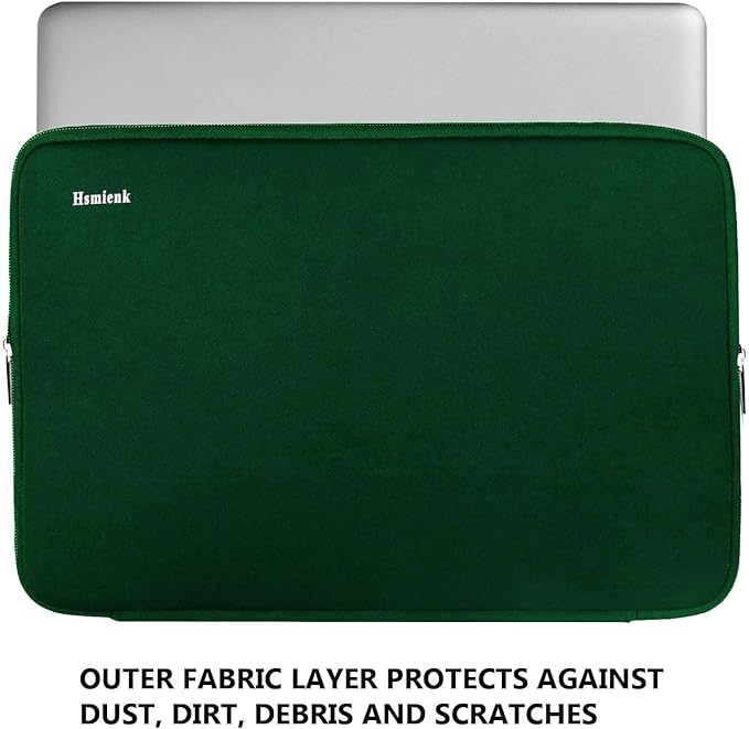Laptop Sleeve Case, 15.6 Inch, Durable Shockproof Protective Cover Compatible with HP, ASUS, Lenovo, Acer, Notebook, Computer, Green