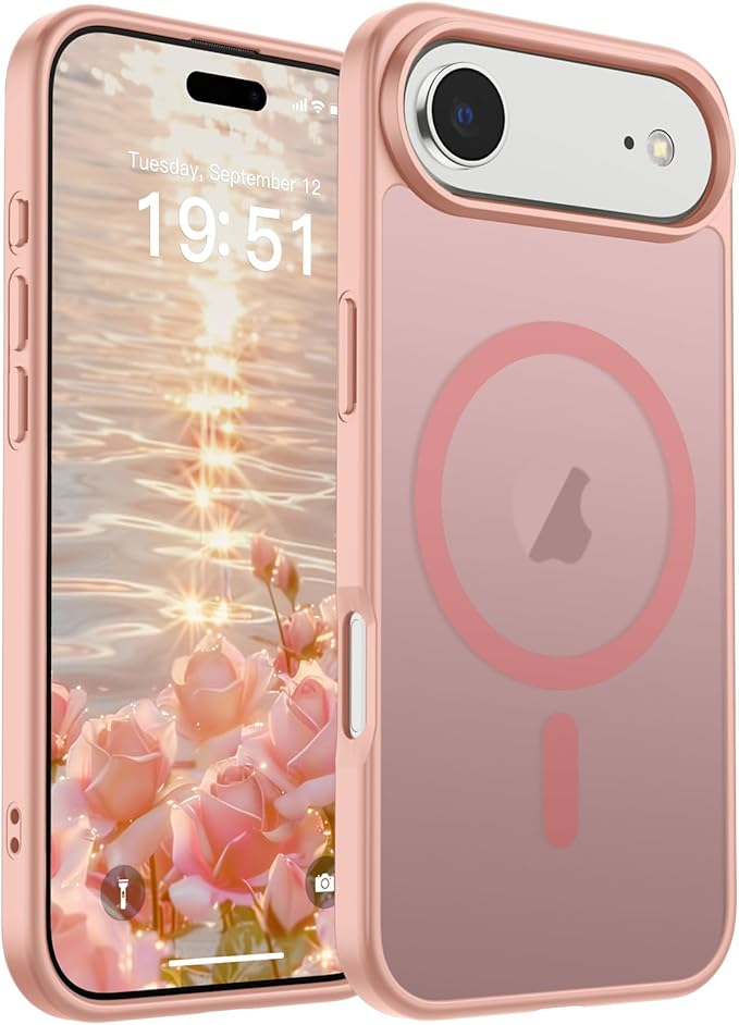 SUPFINE Magnetic for iPhone Air Case (Compatible with MagSafe)(Military Grade Drop Protection) Slim Translucent Matte Shockproof with Anti-Fingerprint Phone Cover for 17 Air,Pink