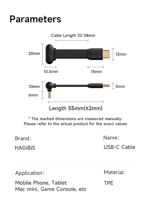 Hagibis 180 Degree Short Flat USB 4 Cable, 240W Fast Charging U-Type USB-C Cable, 80Gbps Data Transfer, 8K@60Hz Video Display for iPhone 17 16 15 Pro Max, Thunderbolt 5/4/3 Hub, External SSD (0.18ft)