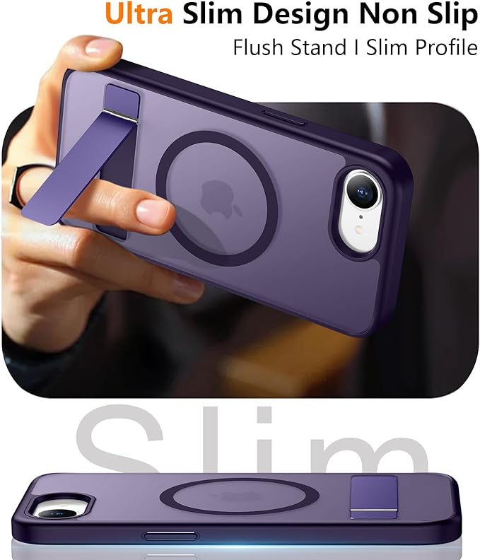 SPIDERCASE Magnetic for iPhone 17e Case for iPhone 16e Case, with [3 Stand Ways] [Military Grade Drop Protection] Invisible Stand Shockproof Slim Case for iPhone 17e/16e 6.1 inch, Purple