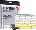 BTF-LIGHTING FCOB COB LED Strip CCT 3000K-6000K Tunable White IP65,UL Listed DC12V 16.4FT CRI 90+ Dimmable LED Tape Lights,640LEDs/m Dotless for Bedroom Kitchen Indoor Decor(No Adapter or Controller)