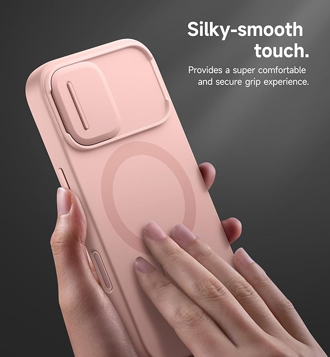 SURITCH for iPhone 17 Case with Camera Control Cover, Camera Slide Cover and Adjustable Kickstand, Compatible with MagSafe, Shockproof Bumper Protective Cases 6.3 Inch, Pink