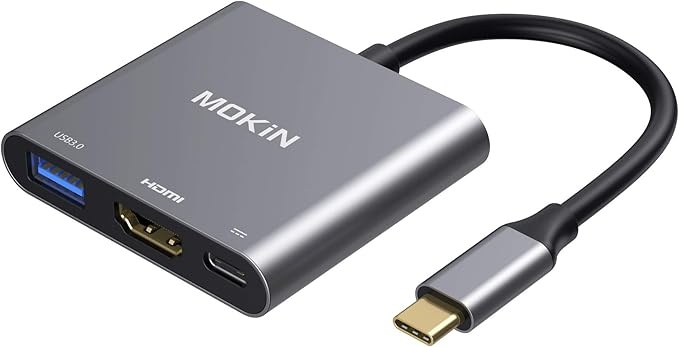 MOKiN USB C to HDMI Multiport Adapter, Type-C Hub Thunderbolt 3 to HDMI 4K Output USB 3.0 Port and USB-C Charging Port, Digital AV Adapter for MacBook Pro/air, Galaxy S8/S9