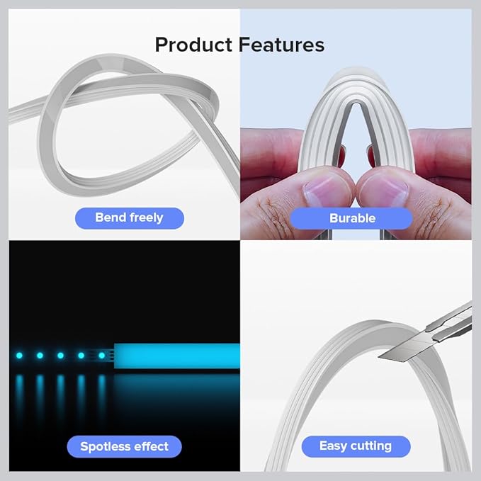 BTF-LIGHTING Silicone LED Channel System 9.8Ft Flexible Milky White Cover DIY Spotless Tube for ≤6mm Width LED Strip,Neon Rope Light Channel Diffuser, for Kitchen Cabinet, Room, Patio(No LED Strip)