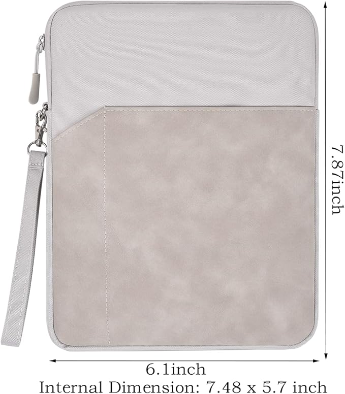 CAAORDKSO 6-7 Inch Protective Sleeve Carrying Case for 6" 6.8" 7" Kindle, All-new Amazon Kindle Paperwhite, Basic Lux 4 E-Book Reader 6ʺ,Kobo Libra Colour eReader 7”/Kobo Clara BW eReader 6" Case,Grey