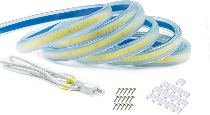 3000K LED Light Strip AC 110V 1M Waterproof Lights 110 Volt Plug-in COB LED Strip Lights 1 Meter Warm White for Outdoor Indoor Kitchen Under Cabinet Lighting (Warm White, 3.28ft)