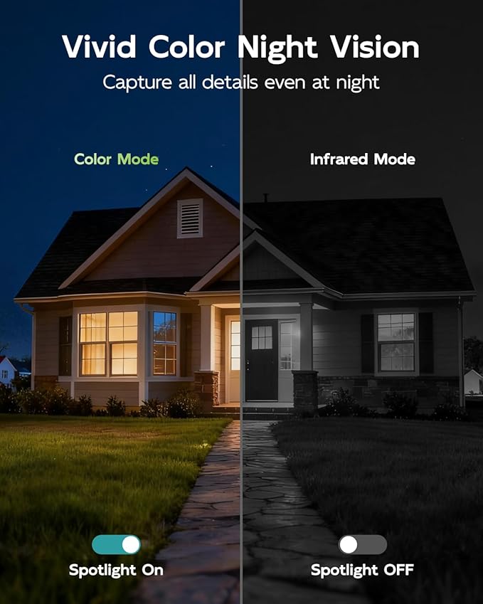3K 4MP Security Cameras Outdoor Wireless, Solar Powered Cameras for Home Security, No Subscription, Smart Detection, Color Night Vision, 2-Way Talk, 2.4/5GHz WiFi, 32GB Local Storage
