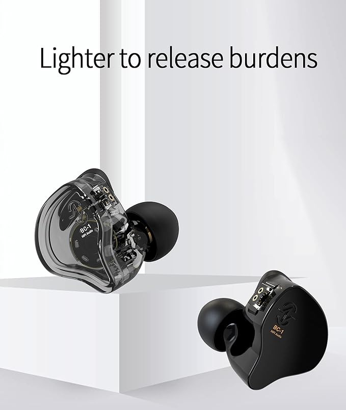 CCZ Melody in Ear Monitor, Dynamic Hybrid Dual Driver in Ear Earphones 1BA+1DD HiFi Wired Headphones Musicians IEM Upgrade Deep Bass Suitable for Bass Vocals Pop Folk ACG (No MIC, Transparent)…