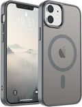 SUPFINE Magnetic for iPhone 12 Mini Case & iPhone 13 Mini Case (Compatible with MagSafe) (Military Grade Drop Protection) Slim Translucent Matte Shockproof Phone Cover,Gray