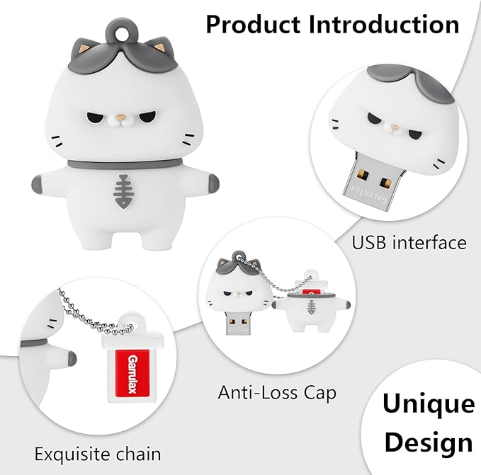 USB Flash Drives, 16GB/32GB/64GB/128GB Silicone USB2.0 High Speed Thumb Memory Stick Pen Date Storage Pendrive U Disk (Cat, 128GB)