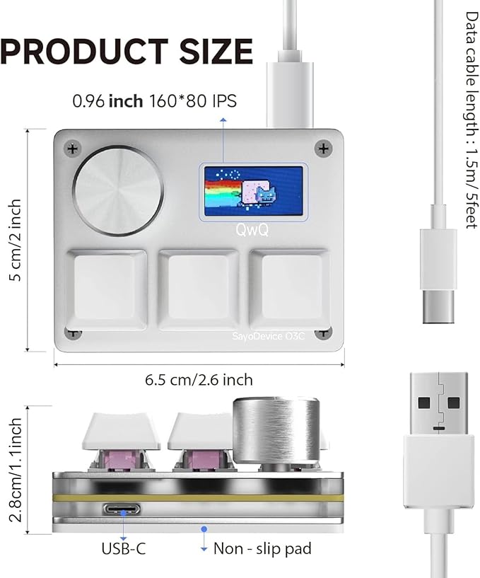 O3C Rapid Trigger Hall Effect Keyboard Suitable for OSU and Geometry Dash Rhythm Game Macro Keypad with Magnetic Linear Switches (White, Gateron Jade Pro Green Switch)