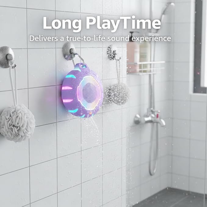 HEYSONG Waterproof Shower Bluetooth Speaker, Durable & Portable with Clear Sound, Ideal for Shower, Pool, Beach & Kayaking – Great Gift for Girls, Women & Men