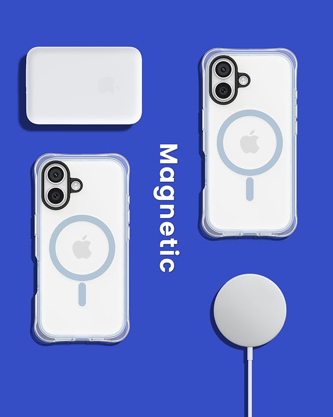 ORNARTO Air Case for iPhone 17 Clear | Military-Grade Drop Protection | Camera Control Button | Compatible with MagSafe | Built-in Air Phone Cover - Light Blue