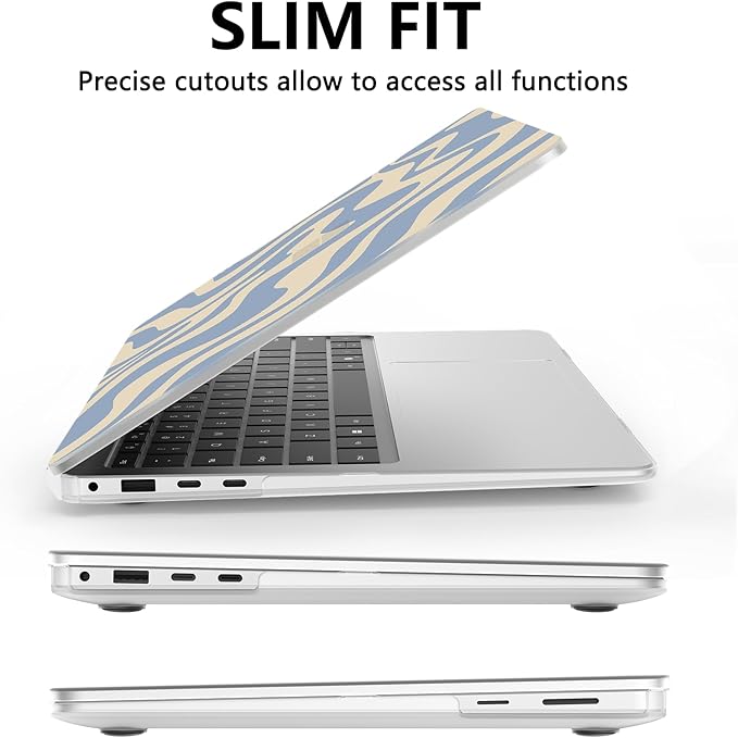 AKIT Case Compatible with Microsoft Surface Laptop 15-inch Touchscreen Copilot+ PC 2024 (7th Ed), Unique Pattern Hard Shell Case+Screen Protector+Keyboard Cover for Surface 7 15''(2037), Blue Wave