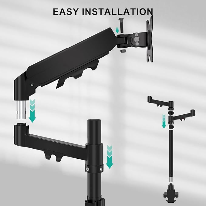 WALI Vertical Dual Monitor Mount for 17-49 inch Ultrawides Curved Screens, Heavy Duty Stacked Dual Monitor Stand for Desk, Adjustable Ultrawide Monitor Arm up to 33lbs, VESA Mount 75/100mm, Black