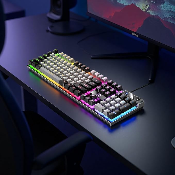Gaming Keyboard Wired E-Sports Key Board RGB Backlit Computer Keyboard Square Key for Desktop Laptop PC Mac Game Typing