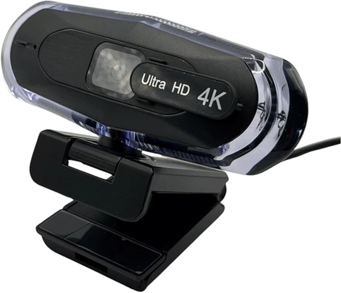 4K Ultra HD Remote Control with Stand Webcam, LED RGB Lighting, 95-Degree Wide Angle, Auto Focus, 1080P@60FPS, Black, USB 2.0, for Video Conferencing, Desktop/Laptop