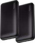 Miady 2-Pack Portable Charger, Slim 10000mAh Power Bank Travel Battery Pack 3 Outputs 2 Inputs Compatible with iPhone 17/16/15/14/13 Galaxy S24/22 iPad Android etc (2 Black)