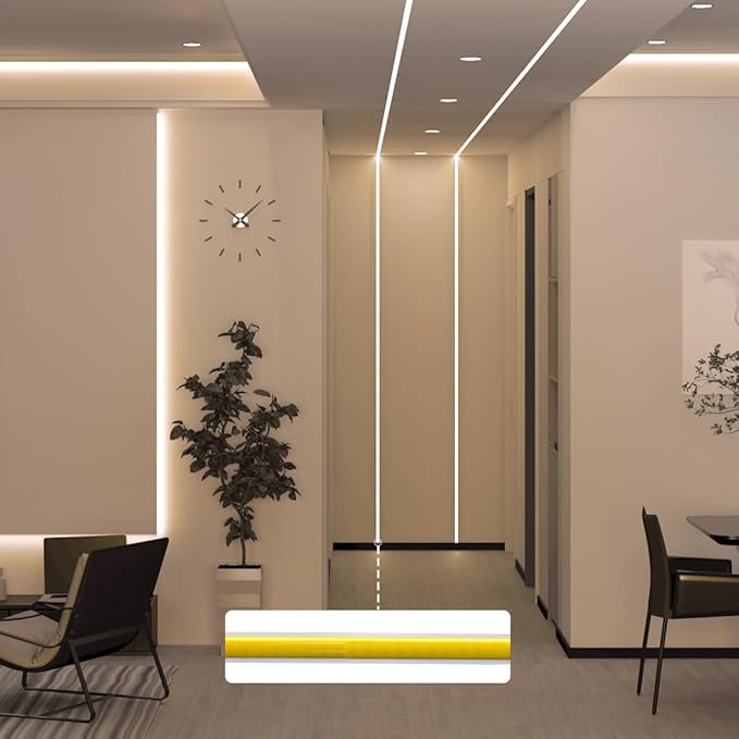 BTF-LIGHTING FCOB COB 5mm Width UL Listed Super Narrow Flexible Uniform Light LED Strip 16.4FT DC24V 4000K CRI 90+ Dimmable LED Ribbon for Kitchen Home Indoor Decoration(No Adapter or Controller)