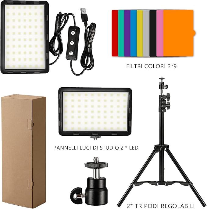 Photography Video Lighting Kit, LED Studio Streaming Lights W/70 Beads & Color Filter for Camera Photo Desktop Computer Conference Game Stream YouTube TikTok Portrait Shooting Pack of 2