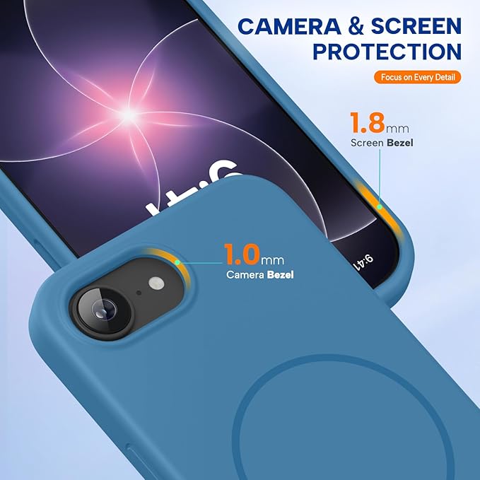 Miracase Magnetic for iPhone 17e Case & iPhone 16e Case, [Soft Anti-Scratch Microfiber Lining], Compatible with MagSafe, Silicone Shockproof Protection Phone Case for iPhone 17e/16e, Capri Blue