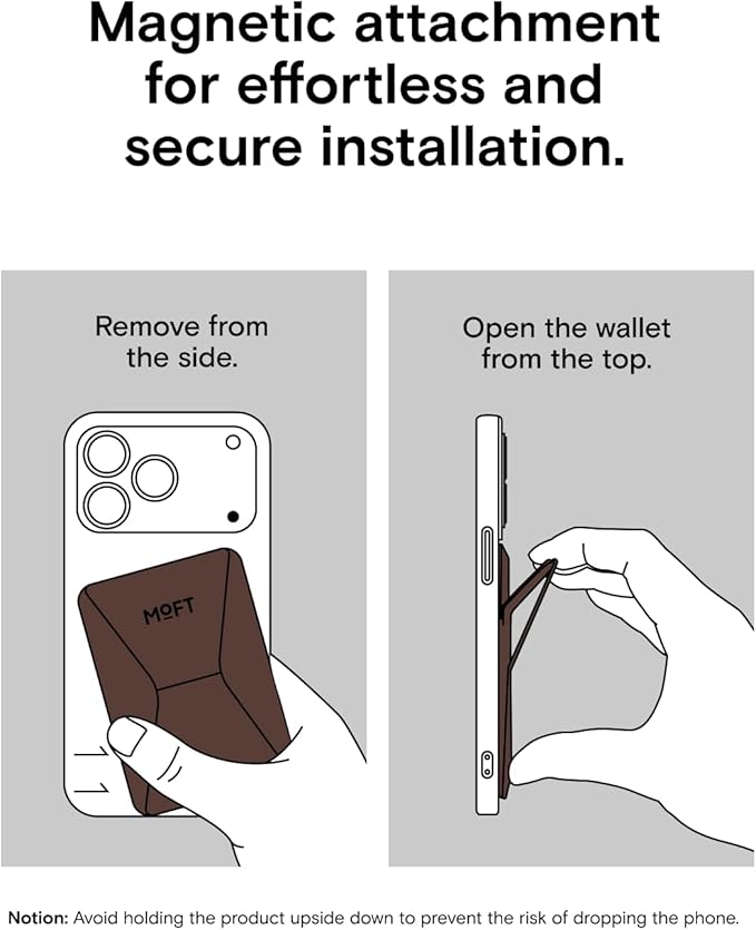 MOFT Magnetic Wallet Stand Compatible with iPhone 17/16/15/14/13/12 Series, Angle Adjustment & Magsafe Compatible MOVAS Phone Stand,Brownie