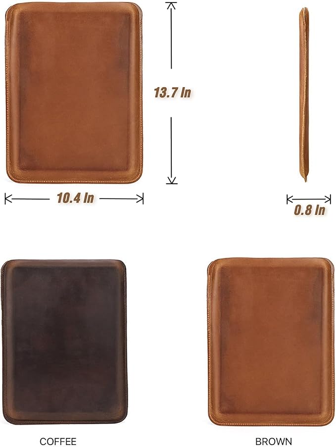 Top Grain Leather 14.2" Laptop Sleeve Case, Solid Vintage Design, Compatible with MacBook Pro 14" 2021 M1 A2442 & Old Versioned 13-13.3 Inch MacBook Pro/MacBook Air, Brown 14.2 Inch