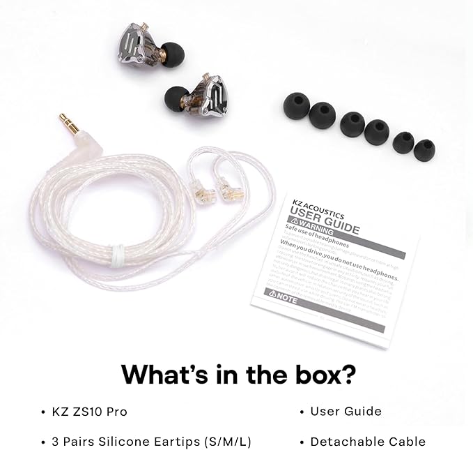 Linsoul KZ ZS10 Pro, 4BA+1DD 5 Driver in Ear Monitor, HiFi Wired Earbuds, Gaming Earbuds, Hybrid IEM Earphones with Stainless Steel Faceplate, Detachable Cable for Musician(with Mic, Glare Yellow)