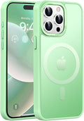 Newfuture Upgraded Magnetic for iPhone 15 Pro Max Case [Compatible with Magsafe] [Mil-Grade Protection], Pocket-Friendly, Slim Translucent Phone Case Cover for iPhone 15 Pro Max 6.7", Matcha Green