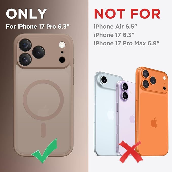 CAPRARO Magnetic for iPhone 17 Pro Case, Upgraded [Full Camera Protection] [Compatible with MagSafe] Protective Translucent Matte Women Girl Phone Case Cover, Withered Brown