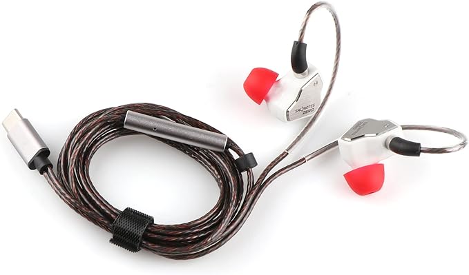 Linsoul 7Hz Salnotes Zero HiFi 10mm Dynamic Driver in-Ear Earphone IEM with Metal Composite Diaphragm Stainless Steel Faceplate Detachable 2Pin OFC Cable (White, with Mic, Type C)