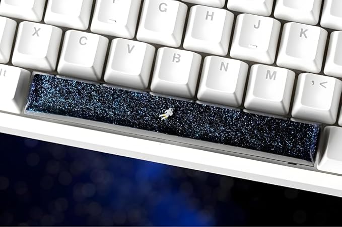 Dark Blue Black Astronaut Artisan Spacebar Keycap SA Profile Custom Spacebars 6.25U Keycaps Handmade Gaming Resin Key Cap Cherry MX Switch Compatible Mechanical Keyboard Gift for Space Lover