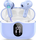 Wireless Earbuds, Bluetooth 5.4 Headphones Bass Stereo, Ear Buds with Noise Cancelling Mic, IP7 Waterproof in Ear Earphones, 36H LED Display Bluetooth Earbuds for Laptop Pad Phones Sports, Pale Blue