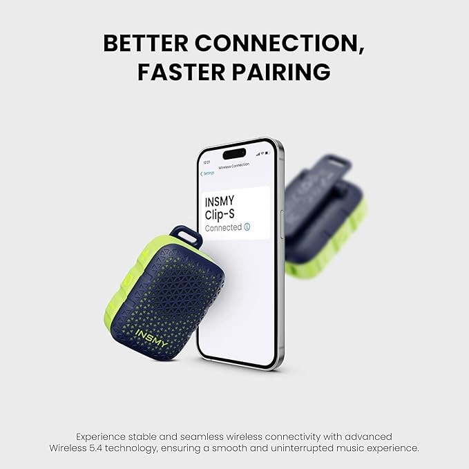 INSMY Wearable Bluetooth Speakers,IP67 Waterproof,Clip-On Portable Small Personal Speaker/Clean Sound/Stereo Pair/Wireless/ENC Built-in Mic/Lightweight for Golf Work Pool Gift(Non-Magnetic) (Blue)