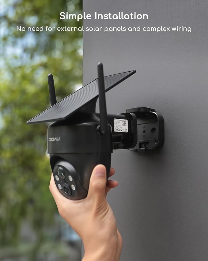 COOAU Cameras for Home Security, 2K 360° Solar Security Cameras Wireless Outdoor, Low-Light Rechargeable, Easy to Install, Surveillance Cam with AI Smart Detection,Color Night Vision,Two-way Audio