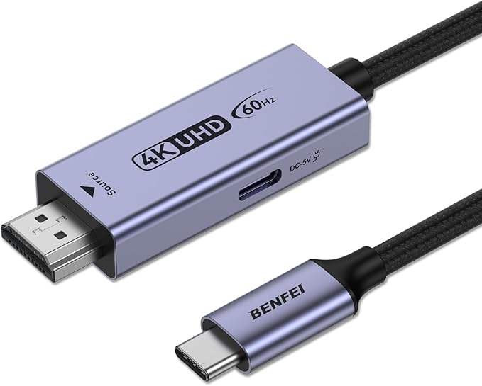 BENFEI HDMI to USB C Cable 6 feet 4K@60Hz, Unidirectional HDMI (Source) to USB-C (Display) Adapter for MacBook, Steam Deck, PS5/4, Nintendo Switch, AR/XR, Portable Monitors