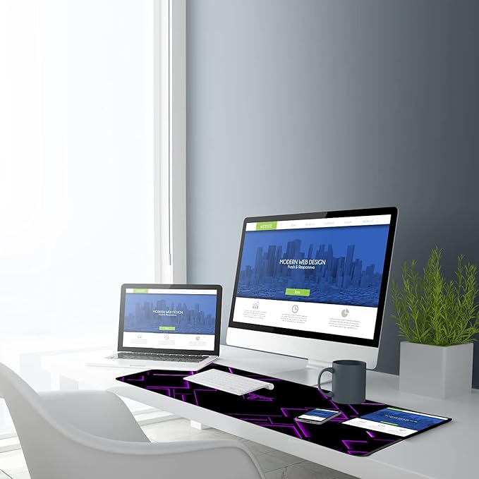 TEDNETGO Large Extended Gaming Mouse Pad, Long Mouse Pads, Extra Large Big Mouse Pad with Stitched Edge, XXL Non-Slip Computer Computer Keyboard Mat for Gamer/Desktop/Office/Home, Purple