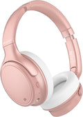 INFURTURE H1 Plus Doubly Fed Hybrid Active Noise Cancelling Headphones with EQ Mode，Wireless Over Ear Bluetooth Headphones with 4 Microphone, 90H Playtime,Lightweight for Home Travel Office(Pink)