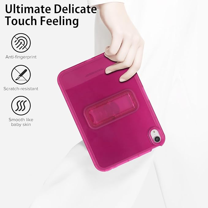 Slim Case for iPad mini 7 (A17 Pro) 2024/ Mini 6 8.3'', Built-in Kickstand Non-Slip Military Grade Drop Protection Rugged for iPad mini 7th 6th Generation, Rose