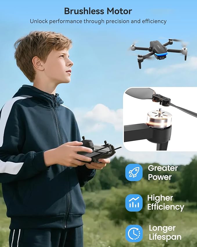 SIMREX 4K FPV Drone with Brushless Motor for Beginners & Teens — 40-Min Flight, Optical Flow Positioning, Gesture Control & VR Mode, Foldable Camera Drone Gift for Kids Ages 8+ (Black)