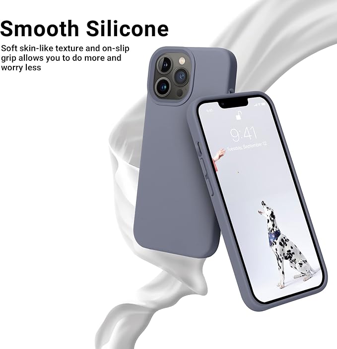 OTOFLY Compatible with iPhone 13 Pro Case, Liquid Silicone Slim Protective Shockproof Phone Case Cover with Anti-Scratch Microfiber Lining, 6.1 inch, Lavender