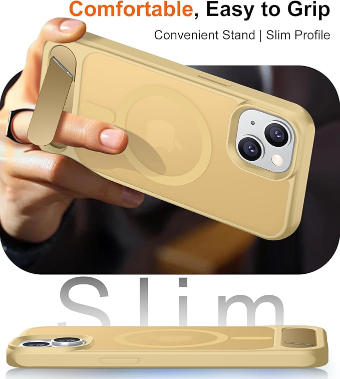 Magnetic Compatible with iPhone 15 Plus Case & iPhone 14 Plus Case, [Built-in Invisible Kickstand][Compatible with MagSafe][Military Grade Shockproof] Slim Translucent Matte Phone Case 6.7"