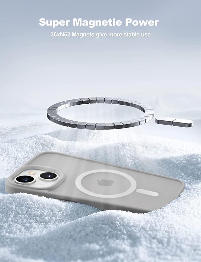 Tigowos for iPhone 15 Plus&iPhone 14 Plus Phone Case Fits MagSafe 10FT Drop Resistant Matte Skin Feeling Back Cover for iPhone 15 Plus&iPhone 14 Plus Case,Grey