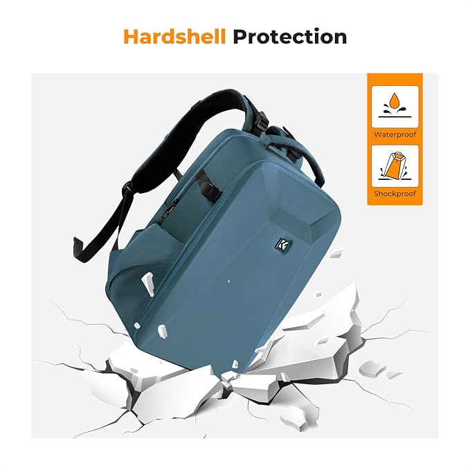 K&F CONCEPT Camera Backpack,Hardshell Photography DSLR Camera Bag with 15-15.6 Inch Laptop Compartment Hard Shell Camera Case Compatible with Canon/Nikon/Sony/DJI Mavic Drone