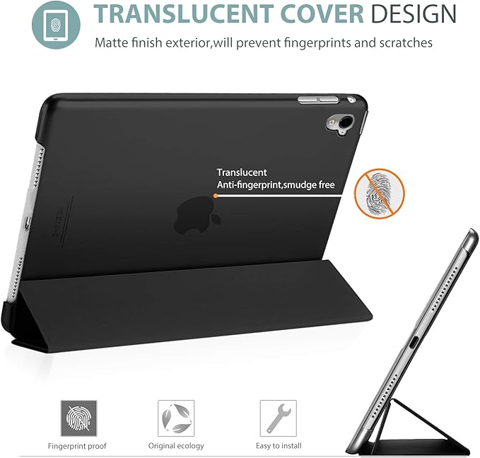 ProCase Smart Case for iPad Pro 9.7 Inch 2016, Ultra Slim Lightweight Stand Smart Case Shell with Translucent Frosted Back Cover for iPad Pro 9.7 Inch (A1673 A1674 A1675) -Black