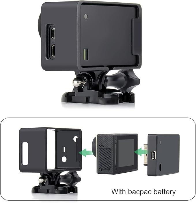 GEPULY BacPac Frame Mount Housing Case for GoPro Hero4, Hero3+, Hero 3 with LCD BacPac and Battery Extension Accessories