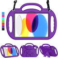 Kids Case for iPad 11th Generation (A16) 11" 2025 & 10th Gen 10.9" 2022 & iPad Air 11" 2025/2024 & Air 5th/4th Gen & Pro 11, Durable Protective Cover with Shoulder Strap Handle Stand, Purple