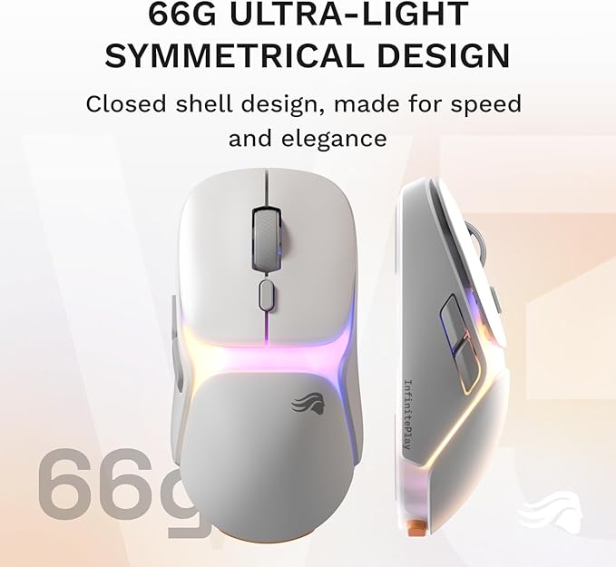GLORIOUS Gaming Model O3 Wireless Gaming Mouse - InfinitePlay Swappable Battery, 130H Battery Life, 8k Polling, 130M Optical Switches, Ultralight 66g, 30K DPI Optical Sensor, RGB - White