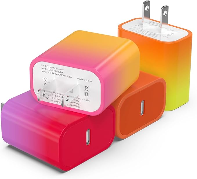 4Pack USB C Charger Block 20W, iGENJUN for Phone Fast Charger Wall Charger with PD 3.0, Compact Type C Power Adapter for Phone 17/16/15, Galaxy, Pixel, AirPods Pro