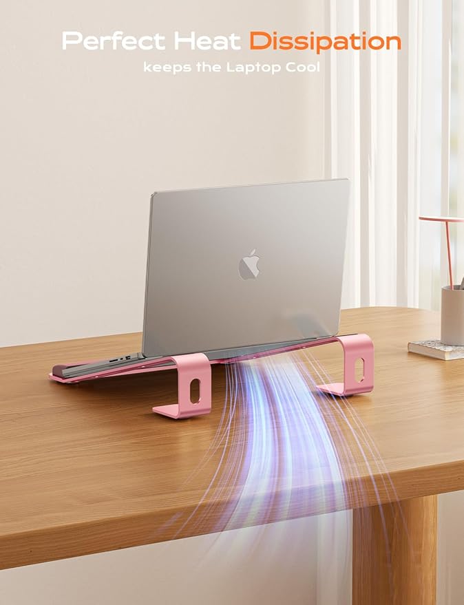 LOXP Laptop Stand for Desk, Laptop Stand with Wrist Support, Ergonomic Detachable Laptop Riser, Mount, Holder Notebook Computer Stand for MacBook Air Pro, HP, Dell, XPS, HP (10-17") Laptops - Pink
